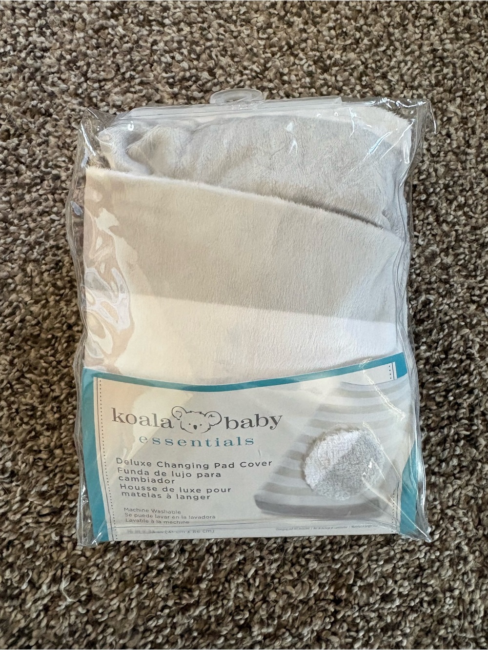 Baby Essentials Changing Pad Cover - White & Light Blue Trim